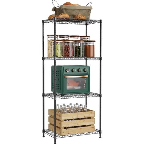 Étagère en métal à 4 niveaux pour charges lourdes, jusqu'à 454 kg, étagère de rangement peu encombrante pour garage, cave, atelier, buanderie, garde-manger et salle de loisirs, noir foncé, 35 x (1/5)