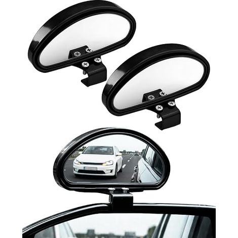 2 x Blind Spot Mirrors, Wide Angle Adjustable Convex Mirror, Side Auxiliary Compatible with Car, Truck, SUV, Van (1/5)
