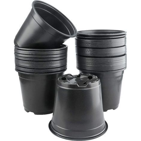 Lot de 50 Pots de Fleurs en Plastique de 15 cm pour semis de Jardinage (Noir) (1/5)