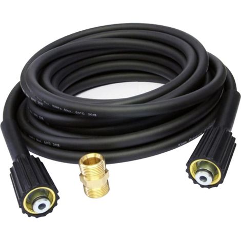 Tuyau D'extension de 10 M, Tuyau renforcé Haute Pression 1/4, Connecteur M22 Mâle à Femelle, Pression de Fonctionnement 180 Bars, pour Nettoyeur Haute Pression