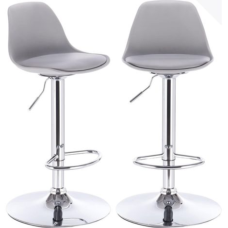 Ensemble de 2 tabourets de bar noirs avec coussin rembourré en similicuir et repose-pieds, hauteur réglable et pivotant à 360° (Integral Black) (1/5)