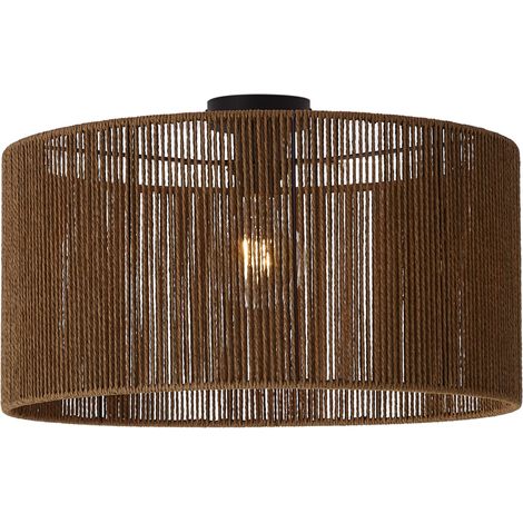 QAZQA Ceiling Lamp Black with Brown Paper Rope Shade 50/50/25 - (1/5)