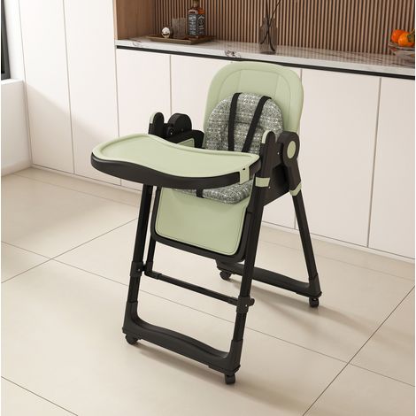 Chaise haute bébé 76x59x96 cm en polypropylène vert foncé, modulable pour repas FloraGrace (1/5)
