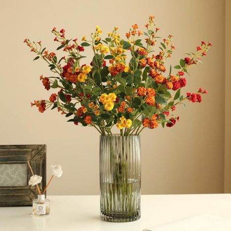 Fleur Artificielle - Rosier Jaune en Soie - 73 cm - Décoration Intérieure Salon Chambre Hôtel Mariage - Lot de 5 (1/4)