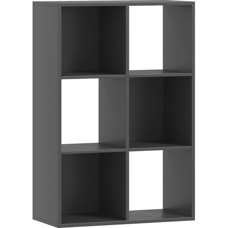Libreria a Cubi con 6 Ripiani Portaoggetti, in Legno, 61.5x29.5x91.5 cm, Nero (1/5)