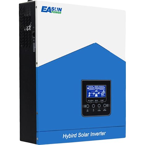 Inversor solar híbrido, potencia nominal de 3000 W, potencia pico de 6400 VA, corriente de carga máxima de 80 A, tensión de salida de 230 VCA, dimensiones 41 x 35 x 17 cm. (1/5)