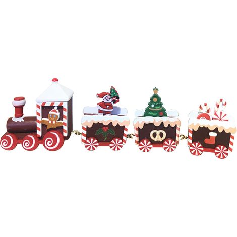 Train de Noël rouge-brun, décoratif, lisse, inodore et sûr, ornement pour sapin, décoration de table, gâteau ou biscuit. (1/5)
