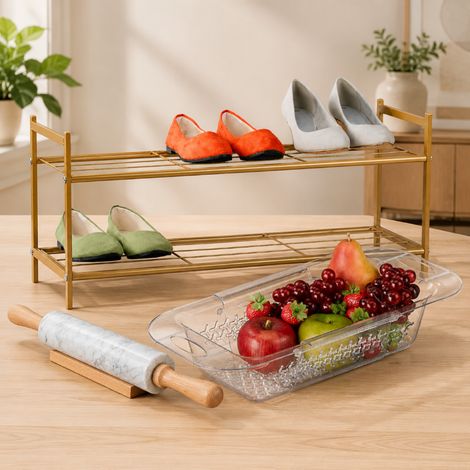 Bamboo Kitchen Prep Set (3-Piece) – Knife Block, Marble Rolling Pin & Sink Strainer (1/5)