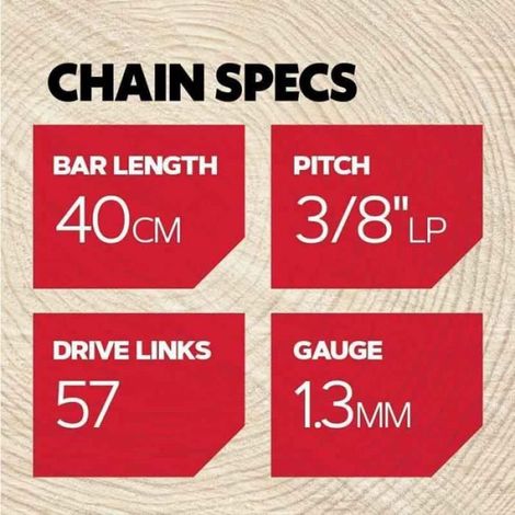 Lot de 3 Chaînes de Tronçonneuse pour Guide-Chaîne de 16" (40 cm), 57 Maillons d'Entraînement, Faible Rebond (1/2)