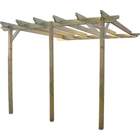 Wall Mounted Garden Pergola 3 Post - L420 x W420 x H270 cm - Light Green