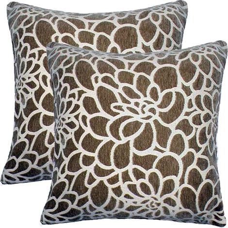 Housses de Coussin Florales pour Thanksgiving, Brodées à la Main 45x45cm, Décoration Douce et Élégante pour Maison (1/5)