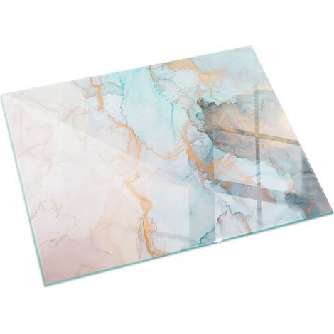 Base décorative Plaque Rectangulaire en verre trempé de sol avec impression moderne sous cheminée Motif fluide abstrait 60x40 cm (1/5)