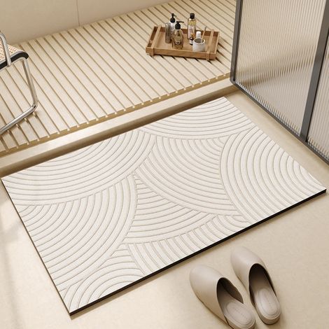 Tapis de bain en terre de diatomée super absorbant à séchage rapide antidérapant pour salle de bain, bureau, cuisine, salle à manger, 40 x 60 cm (1/5)