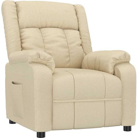 Recliner Chair Cream Fabric vidaXL (1/5)