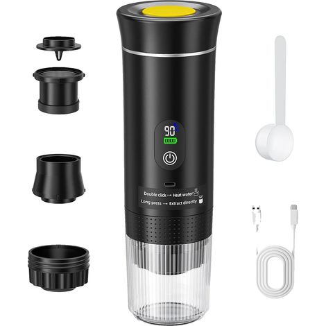 Cafetière Portable, Batterie de 7500 mAh, Compatibilité de Brassage 3-en-1, noir2 (1/2)
