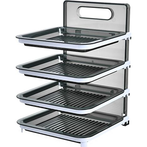 Plateau de tri alimentaire mural à 4 niveaux, pliable et empilable, idéal pour les plats à partager et les fondues chinoises (gris). (1/5)