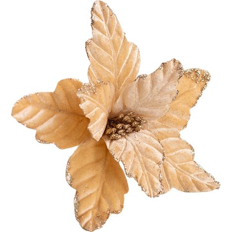 Hochwertiger Samt-Weihnachtskranz, 25 cm, künstliche Blumen in Gold, Silber und Rot, Weihnachtsbaumkranz und Ranken - Gold (mit Stiel) (1/2)