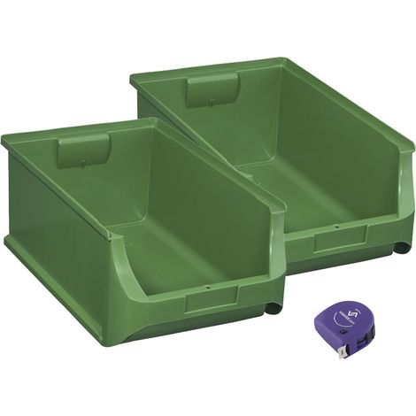 vasalat Stapelboxen 500x310x200mm Gr.5, Sichtlagerboxen für Werkstatt Garage und Lager, Kunststoff grün, 2x Sichtlagerkästen