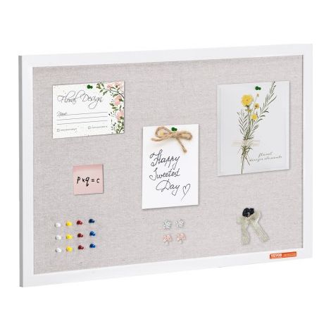 Bacheca in Sughero Bianco con Superficie in Lino, 762 x 508 mm (1/5)