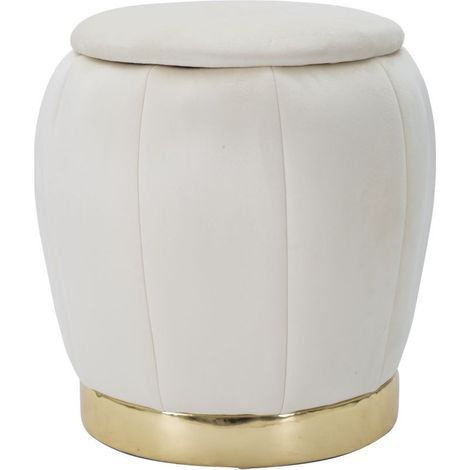 Pouf Coffre Rangement "Paris" 43cm Crème & Or (1/5)