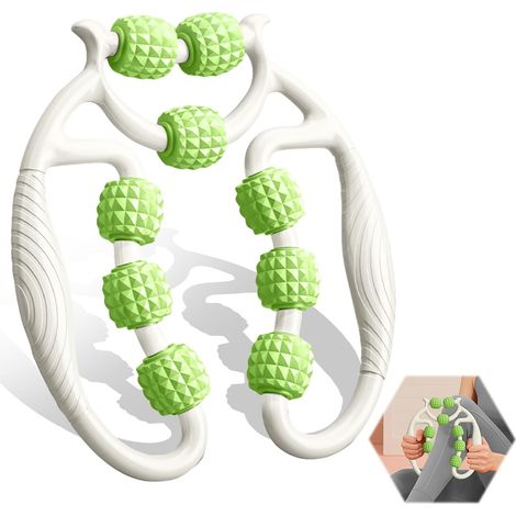 Massage Roller,  360° Anti-Cellulite Massager,  Cellulite Massage Roller with 9 Wheels,  Leg Muscle Massage Roller,  Thigh Foam Roller,  Green (1/5)