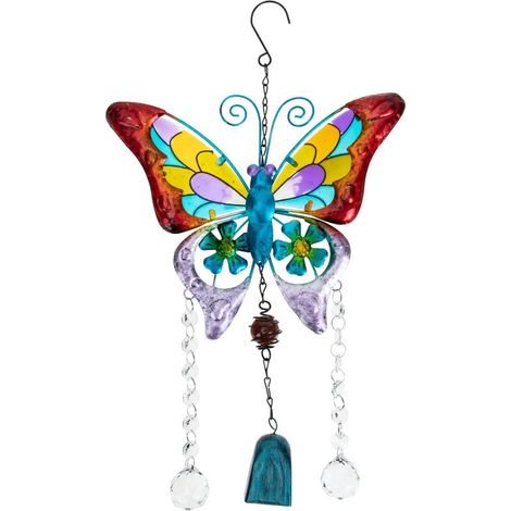 Carillons à Vent en Fer Forgé avec Papillons, Clochettes et Cristaux pour Jardin (1/5)