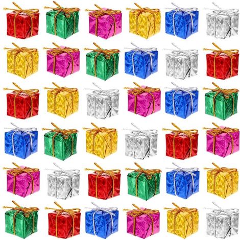36pcs Petits Coffrets Cadeaux Sapin de Noël, Mini Coffrets Cadeaux Pendentif Décoration Sapin de Noël Paquet Cadeau Décoratif Décoration Sapin de Noël Pendentif Sapin de Noël Miniature (1/5)