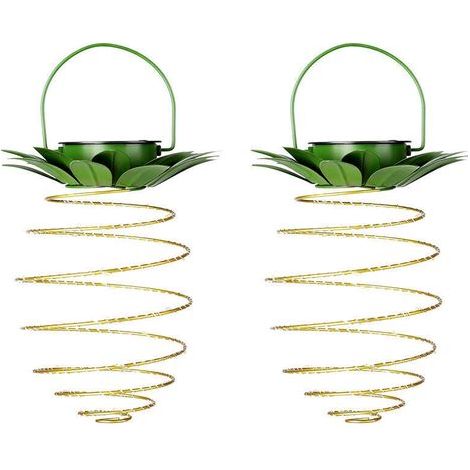 Lanterne solaire en fer forgé lumière ananas led fil de cuivre guirlande lumineuse extérieure étanche décoration de jardin suspension (1/5)