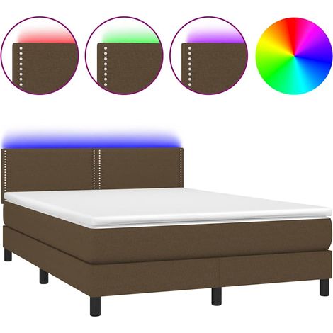 Maison Exclusive - Sommier à lattes de lit matelas et LED Marron foncé 140x190 cm (1/5)