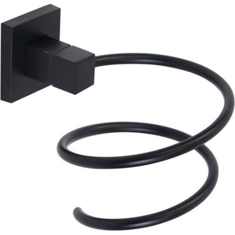 Porta phon da Bagno in acciaio nero porta asciugacapelli fissaggio con viti o senza viti biadesivo accessori arredo bagno