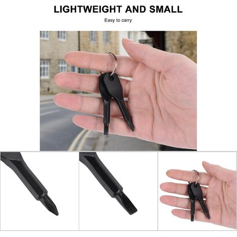 2 PCS Tournevis Extérieur Portatif en Acier Inoxydable avec Anneau Porte-Clés (Noir) (1/5)