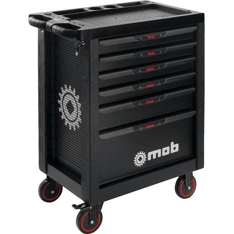 Mondelin – Servante d'atelier roulante 3 modules 6 tiroirs – Charge maximale 850 kg – Verrouillage centralisé – Plateau en polypropylène avec rebords anti-chute (1/4)