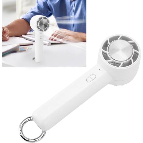 Mini ventilador turbo para uso personal – Tecnología de refrigeración por semiconductores – Portátil con gancho – Blanco (1/5)