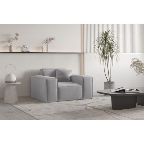 Sessel Designersessel CELES PREMIUM in Stoff Opera Velvet Hellgrau (1/3)