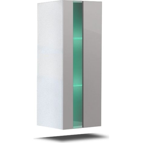 Mueble de salón blanco colección CEPTO 37x91cm, 1 puerta con vidrio, 2 estantes.