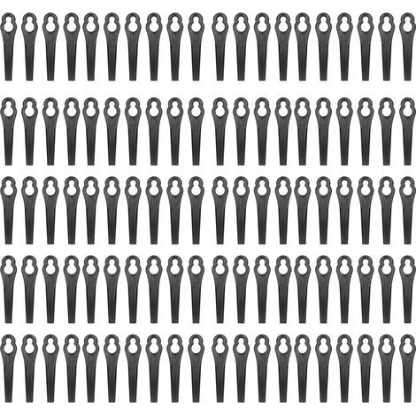 Plastic brushcutter blade for lawnmower – 100 pieces, 80 mm length, 11×7 mm hole, black (1/3)