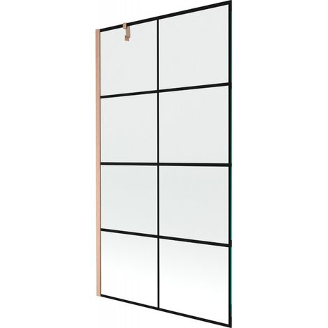 Mexen Next Duschwand, 1-flügelig 100 x 150 cm, schwarzes Muster, gebürstetes Kupfer - 895-100-000-00-77-65 (1/5)