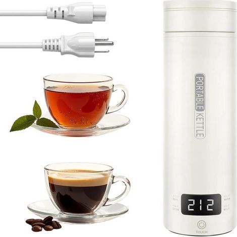 Bouilloire de voyage (220V) - Bouilloire électrique portable - Intérieur premium en acier inoxydable 316 - 4 réglages de température avec arrêt automatique et protection contre l'ébullition - Blanc - (1/5)