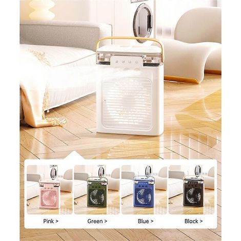 Ventilatore condizionatore portatile, mini raffrescatore evaporativo con modalità di illuminazione a LED colorata, adatto come illuminazione notturna da scrivania. (1/5)