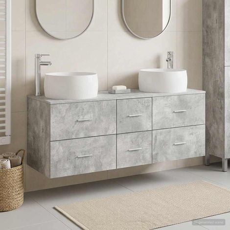 vidaXL Bathroom Furniture Set 3 pcs Concrete Grey 49.5 x 44.5 x 66 cm (1/5)