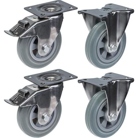 Edelstahlrollen - 160 mm - Fest - Set von 4 - 540 kg