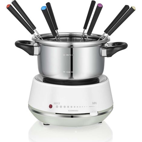 Olla eléctrica para fondue, 2 l, 1200 W, acero inoxidable, temperatura ajustable