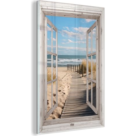 TABLEAU EN PLEXIGLAS Fenêtre - Mer - Côte - Nature - vue - Plage - Mer des Wadden Tableau Moderne 60x90 (1/5)