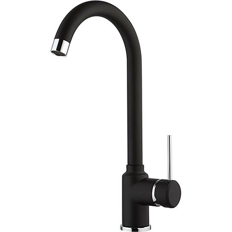 Rubinetto Miscelatore monoforo per lavello cucina Piralla serie Lione con canna alta orientabile 0LIYO104A21 nero opaco (1/4)