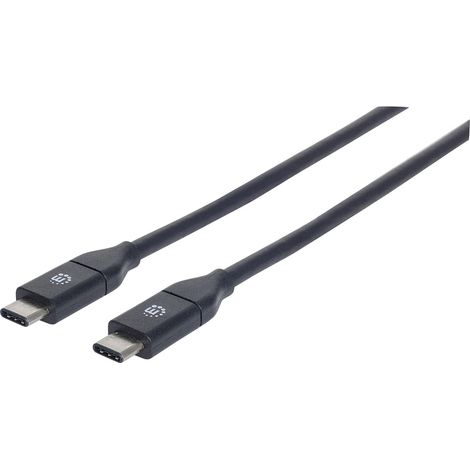 Manhattan USB-Kabel USB 3.2 Gen2 (USB 3.1 Gen2) USB-C® Stecker, USB-C® Stecker 0.50 m Schwarz 35489 (1/4)