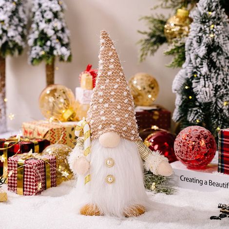 Gnome De Noël - Avec Lumière LED - Décoration Scandinave En Peluche - Pour Table Intérieure Arbre De Noël Étagère - 1 Pièce (1/5)