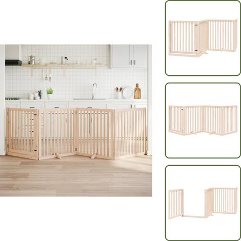 Barrière pour chiens avec porte 4 panneaux bois de peuplier - Barrière Pour Chien - Barrières Pour Chiens - Barrière Pour Animaux De Compagnie - Barrière Pour Chien Avec Porte