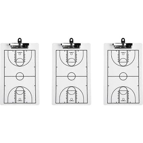 Lot de 3 tableaux blancs effaçables à sec pour le basketball, 35 x 22 cm, double face, avec marqueurs intégrés. (1/5)