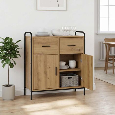 Buffet de Rangement Chêne Artisanal 97 x 33 x 81 cm Bois d'Ingénierie, Design Moderne, pour salon et salle à manger (1/5)