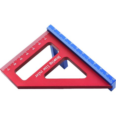 Équerre de mesure triangulaire 45/90 degrés, rapporteur, outil de mesure en alliage d'aluminium pour menuisier et ingénieur (1/5)